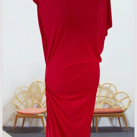 Elegant Red Draped Dress size L BCBGMAXAZRIA - Picture 7 of 16